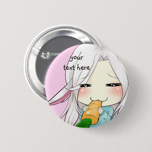 Cute chibi girl met bunny ears button (Voorkant /achterkant)