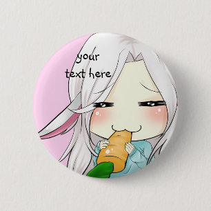 Cute chibi girl met bunny ears button