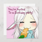 Cute chibi girl met konijnenoorts kaart (Voorkant / Achterkant)