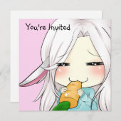 Cute chibi girl met konijnenoorts kaart (Voorkant / Achterkant)