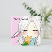 Cute chibi girl met konijnenoorts kaart (Staand voorkant)