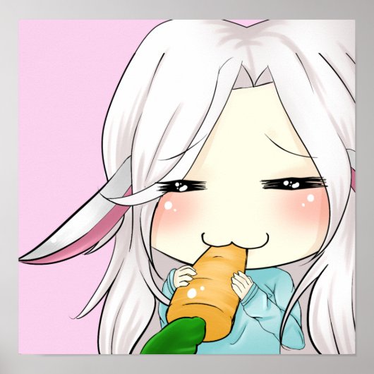 Cute chibi girl met poster van de bunny ears (Voorkant)