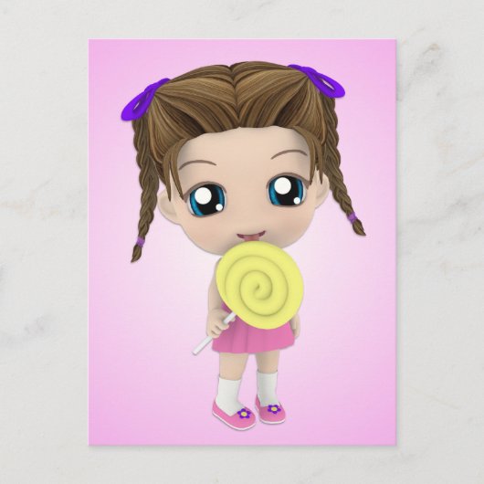 Cute Chibi Girl Postcard Briefkaart (Voorkant)