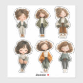 Cute Chibi Girl Sticker Sheet – Closed Eyes Poses (Vel)