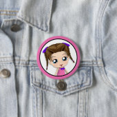 Cute Chibi Girl Sticking Tongue Out Button (In situ)