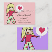Cute Chibi Heart - Geel haar - Visitekaartje (Voorkant / Achterkant)