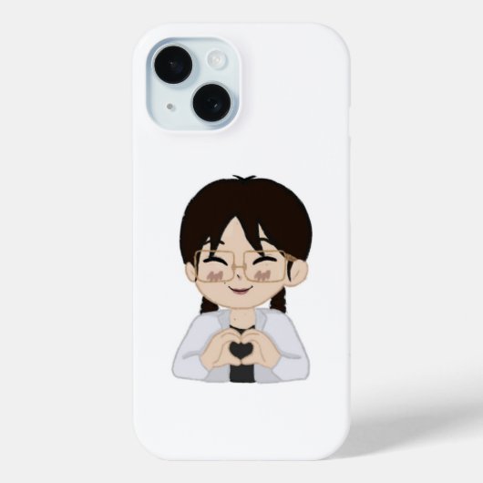 Cute Chibi Heart Hands iPhone Case (Achterkant)