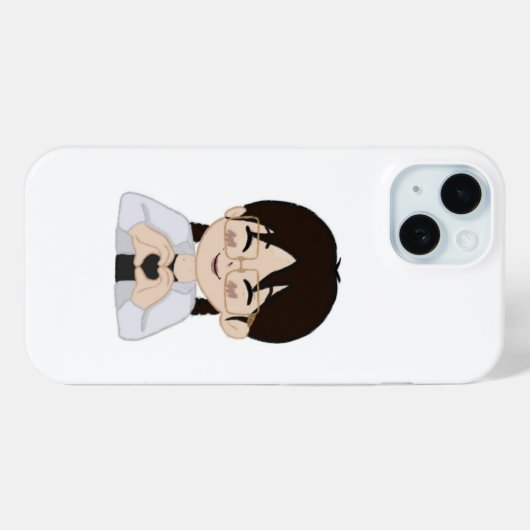 Cute Chibi Heart Hands iPhone Case (Achterkant (horizontaal))