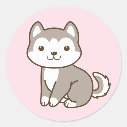 Cute Chibi Husky Puppy Dog Stickers (Voorkant)