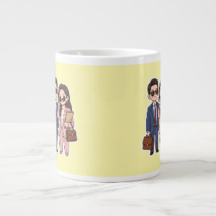 Cute Chibi K-drama advocaat koppel koffiemok Grote Koffiekop