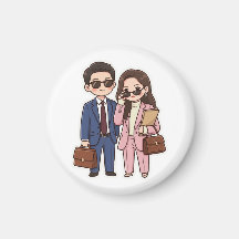 Cute Chibi K-Drama Advocaat Koppel Ronde Koelkastm