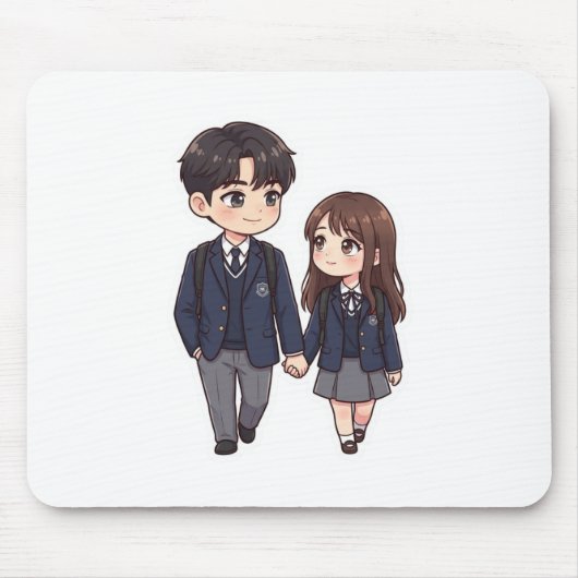 Cute Chibi K-drama Schoolkoppel Muismat (Voorkant)