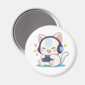 Cute Chibi Kat Gaming Koptelefoon Draagbare Consol Magneet (Voorkant / Achterkant)