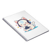 Cute Chibi Kat Gaming Koptelefoon Draagbare Consol Notitieboek (Rechterzijde)