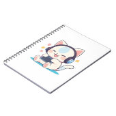 Cute Chibi Kat Gaming Koptelefoon Draagbare Consol Notitieboek (Linkerzijde)