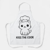 Cute Chibi Kat “Kus de Kok” Schort – Grappige Keuk (Voorkant)