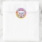 Cute Chibi Kawaii Llama Love Sunset Ronde Sticker (Tas)