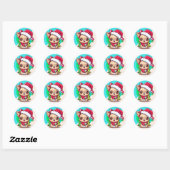 Cute Chibi Kawaii Long Hazard Chihuahua Kerstmis Ronde Sticker (Vel)