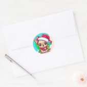 Cute Chibi Kawaii Long Hazard Chihuahua Kerstmis Ronde Sticker (Envelop)