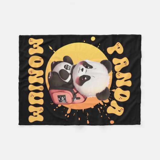 Cute Chibi Kawaii Panda Name School Year On Back B Fleece Deken (Voorkant (Horizontaal))
