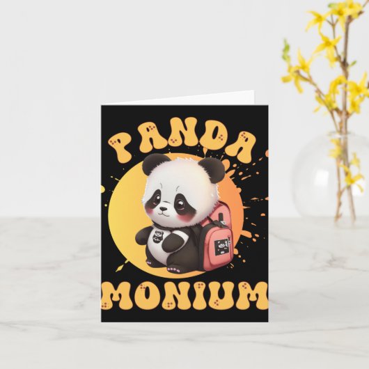 Cute Chibi Kawaii Panda Name School Year On Back B Kaart (Gele Bloem)