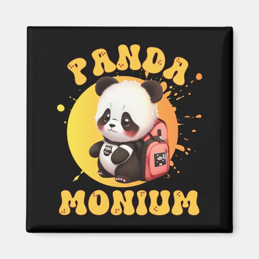 Cute Chibi Kawaii Panda Name School Year On Back B Magneet (Voorkant)