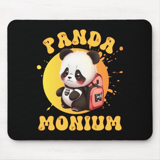 Cute Chibi Kawaii Panda Name School Year On Back B Muismat (Voorkant)