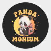 Cute Chibi Kawaii Panda Name School Year On Back B Ronde Sticker (Voorkant)