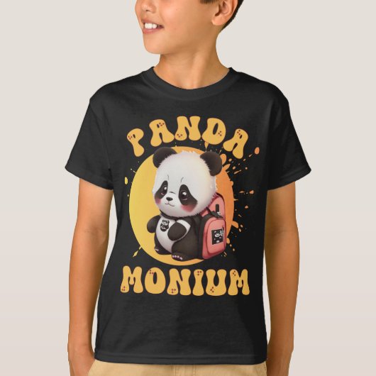 Cute Chibi Kawaii Panda Name School Year On Back B T-shirt (Voorkant)
