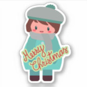 Cute chibi kerstboy sticker (Voorkant)