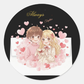Cute Chibi Koppel Liefdesbrief Sticker - Esthetisc
