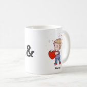 Cute Chibi koppel met bewerkbare namen Koffiemok (Voorkant rechts)