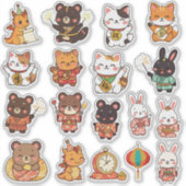 Cute Chibi Lunar New Year Animals Vinyl Stickers (Voorkant)
