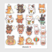 Cute Chibi Lunar New Year Animals Vinyl Stickers (Vel)