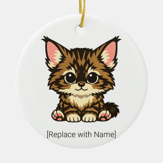 Cute Chibi Maine Coon Kitten Baby Ornament (Voorkant)