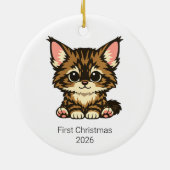 Cute Chibi Maine Coon Kitten Baby Ornament (Achterkant)