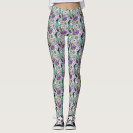 Cute Chibi Meisje & Bloemmotief Leggings