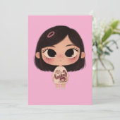 Cute Chibi Meisje Kawaii Wenskaart Kaart (Staand voorkant)