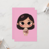 Cute Chibi Meisje Kawaii Wenskaart Kaart (Voorkant / Achterkant in situ)