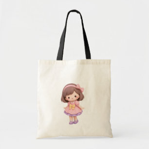 Cute Chibi Meisje Tote Tas Kawaii Roze Jurk Wink