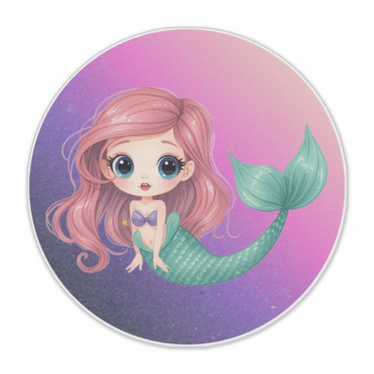 Cute Chibi Mermaid Sticker (Voorkant)