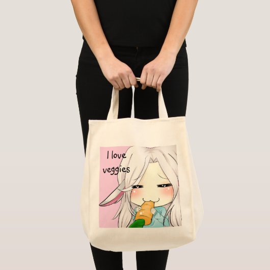 Cute chibi met canvas tas van bunny ears (Voorkant (product))