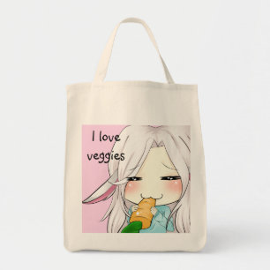 Cute chibi met canvas tas van bunny ears