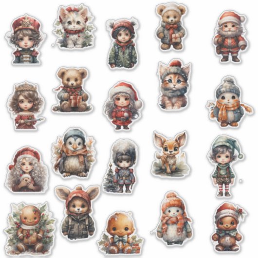 Cute Chibi op maat gesneden vinyl sticker vel (Voorkant)