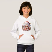 Cute Chibi Santa Girls' Christmas Pullover Hoodie (Voorkant volledig)
