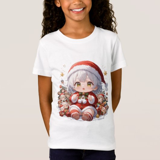Cute Chibi Santa Kid's Christmas T-shirt (Voorkant)