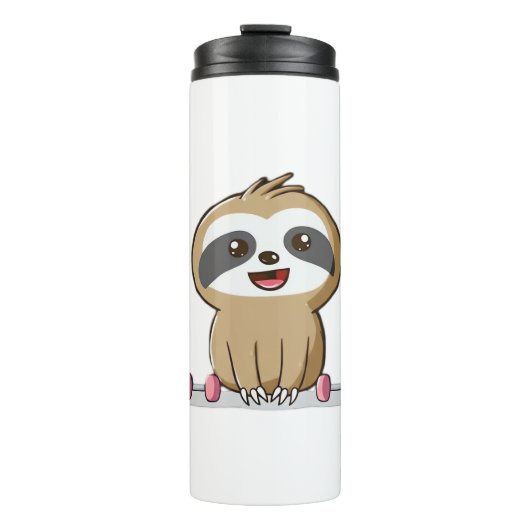 Cute Chibi Sloth Workout � Funny Kawaii Gym Animal Thermosbeker (Voorkant)