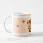 Cute chibi squirrel met kawaii kastanje koffiemok (Links)