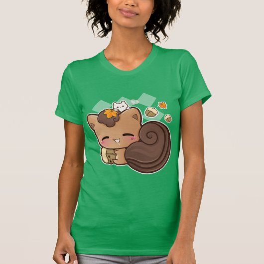 Cute chibi squirrel met kawaii kastanje t-shirt (Voorkant)