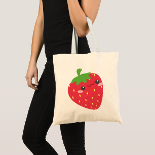 Cute Chibi Strawberry Afbeelding Tote Bag